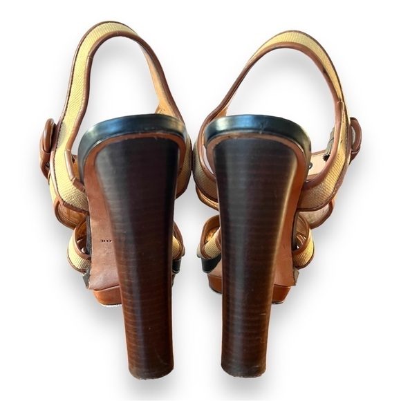 Ann Taylor Rosemary Canvas Stacked Heel Platform Sandals in Forest Moss Green - Picture 10 of 12